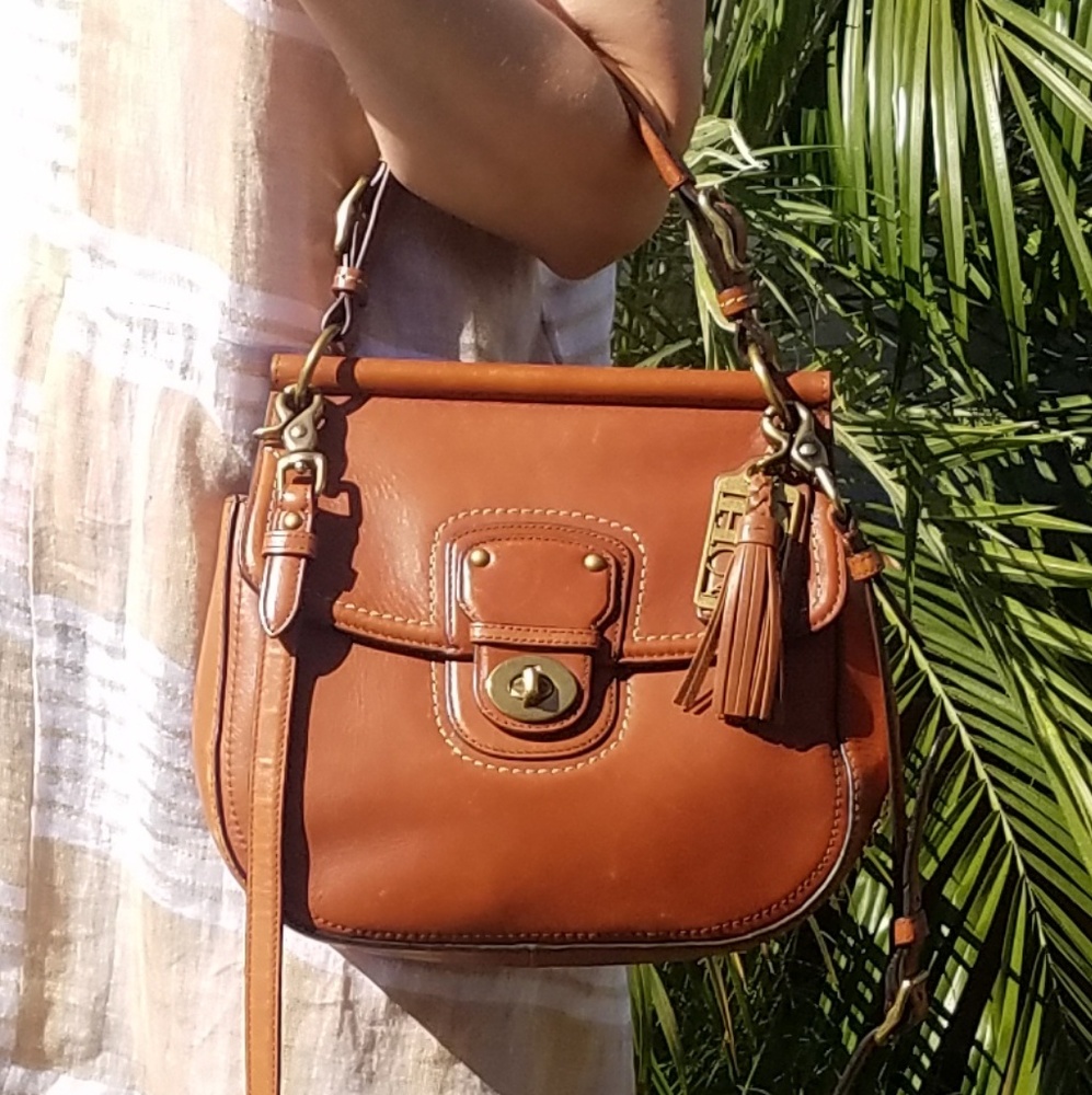 Coach leather crossbody saddle bag